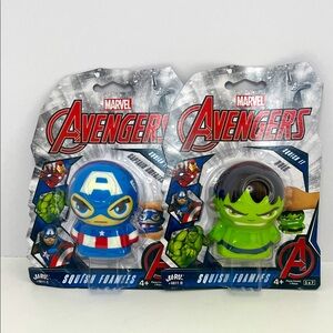 Marvel Avengers Squish Foamies - Blue Captain America & Green Hulk